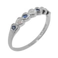 thumbnail image 1 of LBG British Made 18k White Gold Real Genuine Opal & Sapphire Womens Eternity Ring - 33 size options - Size 8.25, 1 of 9