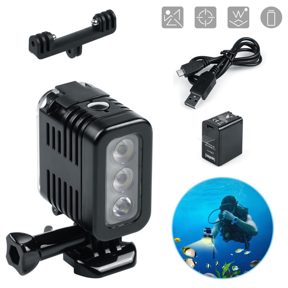 Waterproof Dive Light for GoPro, Video Light Rechargeable LED Night Light, Diving Underwater Light for GoPro Hero 7 6 5 4 3 3 Session and Other Similar Sized Cameras Walmart.com