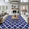 thumbnail image 3 of 5'x8' Area Rugs, Navy Blue Morocco Indoor Outdoor Area Rug for Living Room Bedroom, Modern Farmhouse Geometric Textured Washable Bathroom Rugs Kitchen Floor Carpet Mats Home Decor Aesthetic, 3 of 8