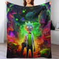 thumbnail image 4 of Manta de Rick & Morty de varios tamaños, súper suave, de tela con superficie vertical, acogedora y cálida, adecuada para cama, sofá, camping, viajes, para todas las estaciones, ligera y compacta, 40, 4 of 8