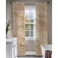 thumbnail image 4 of Country Farmhouse Sheer Curtains 63 Inch Length 2 Panels Set for Living Room/Bedroom, Vintage Brown Wooden Grain Kitchen Curtains Grommet Semi-Sheer Curtains Drapes Voile Window Treatments 42"x63"x2, 4 of 7