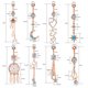 thumbnail image 2 of 8 Uds. Piercing para ombligo con estrellas, pendiente para ombligo con colgante de cristal de diamantes de imitación, joyería para el cuerpo de plátanos de acero inoxidable, 2 of 5