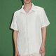thumbnail image 1 of Blusa y camisa de manga corta con cuello vuelto para hombre, de color liso, holgada, informal, a la moda, con botones, de manga corta y cuello vuelto, blusa de poliéster para hombre, 1 of 6