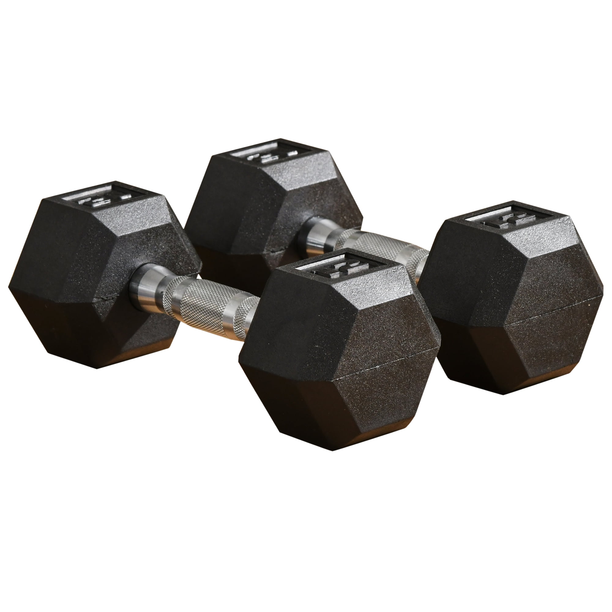 Soozier 24lbs Rubber Dumbbells Weight Set 12lbs Single Dumbbell Hand