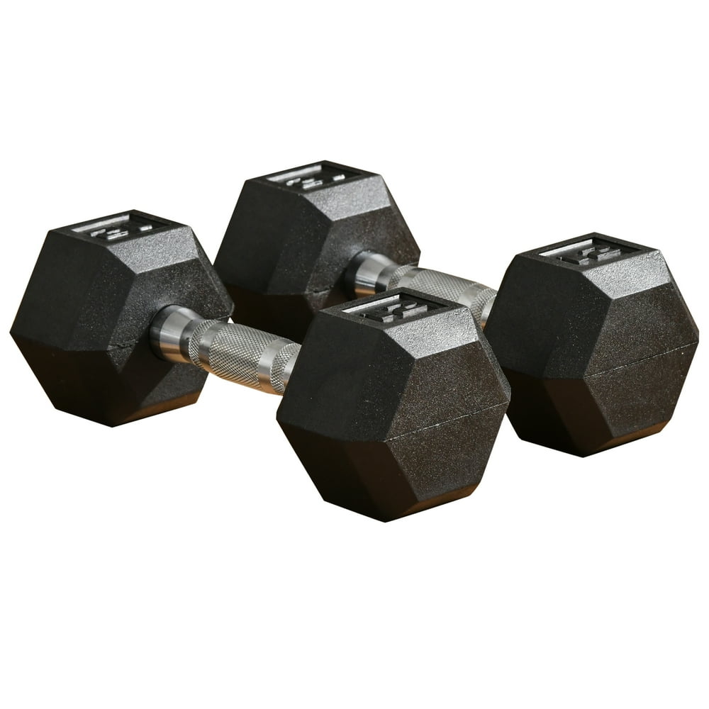 Soozier 24lbs Rubber Dumbbells Weight Set 12lbs Single Dumbbell Hand Weight Barbell for Body