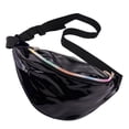thumbnail image 5 of De cinturo Con Cremallera Ajustable Brillante Riñonera Deportiva Para Viaje Senderimos Gimnasia Negro jinwen Shiny Holographic Fanny Pack, 5 of 5