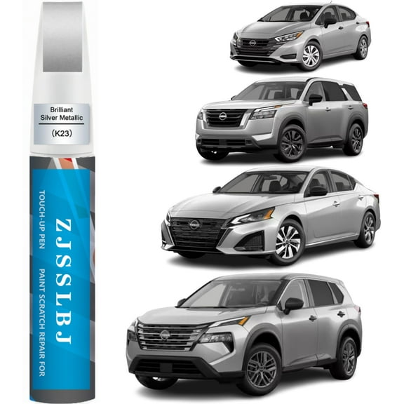Car Touch Up Paint(Brilliant Silver Metallic(K23)) for Nissan, Car Paint Scratch Repair Kit, Quick & Easy Solution to Repair, 2 in 1 Scratch Remover Pen