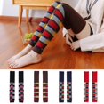 thumbnail image 5 of Calcetines hasta el muslo de lana sintética de punto para mujer Calentadores largos de pierna con estampado de cuadros multicolores, 5 of 5