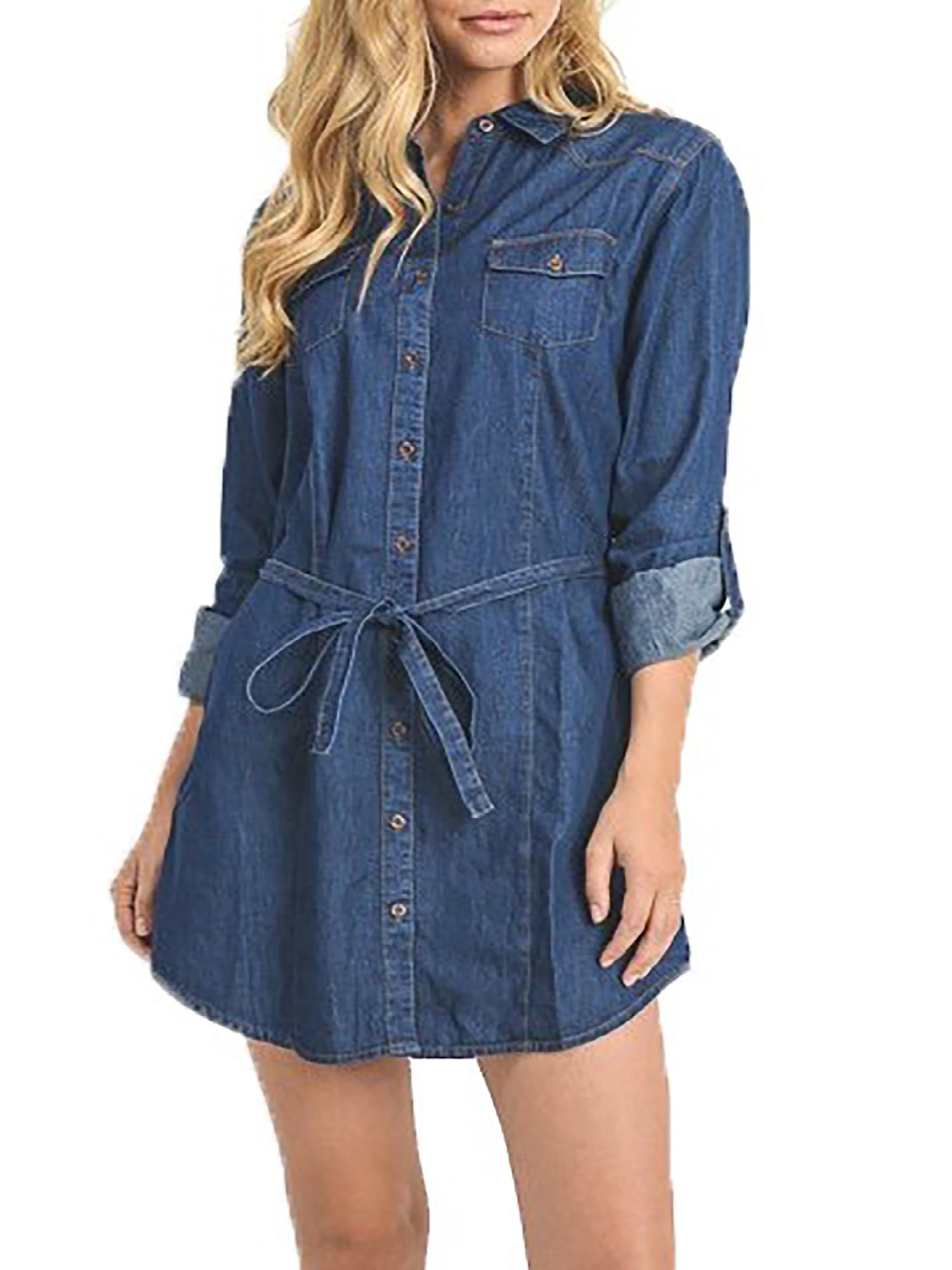 chambray denim shirt dress