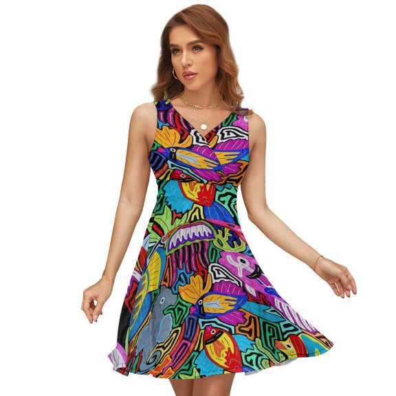 Mola De Panama Ocean Sundress Sleeveless Dress Summer Women Clothes Dress for Women Dresses