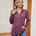 thumbnail image 2 of Button Loose-fitting Sanding T-shirt Top For Women, 2 of 6