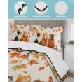 thumbnail image 3 of Quilts Queen Size Bedding Set, Fall Cat Reversible Summer Quilt 3 Pieces, Thanksgiving Autumn Harvest Vintage Maple Leaf Lightweight Bedspreads Coverlets with 2 Pillow Shams for All Seasons, 3 of 5