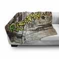 thumbnail image 3 of Rasta Soft Flannel Fleece Throw Blanket, Jamaican Reggae Music Inspired Rastafari Street Graffiti Image, Cozy Plush for Indoor and Outdoor Use, 50" x 60", Pale Green Yellow, by Ambesonne, 3 of 6