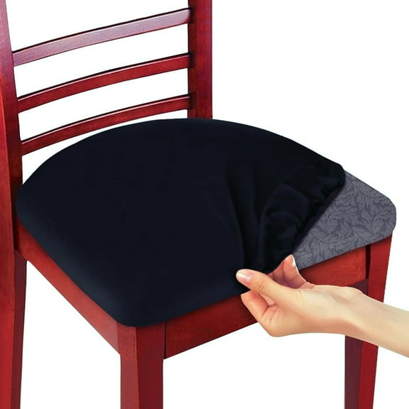 TV Direct - Non-Slip Stretchable Seat Cover Fit Office Dining-Room Chairs Washable Polyester - Black