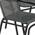 thumbnail image 6 of Flash Furniture 28'' Round Glass Metal Table with Gray Rattan Edging and 4 Gray Rattan Stack Chairs, 6 of 11