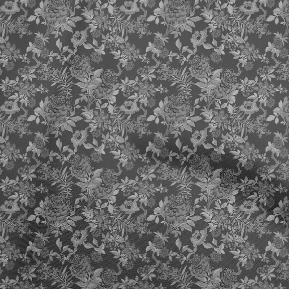 oneOone Velvet Dark Gray Fabric Florals Diy Clothing Quilting Fabric Print Fabric By Yard 58 Inch Wide