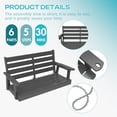 thumbnail image 5 of FODINGHILL Outdoor Hanging Porch Swing with 2 Seat，HDPE All Weather Swing Chair, Patio Swing Chair for Garden, Courtyard, 600LBS Weight Capacity, Gray, 5 of 9