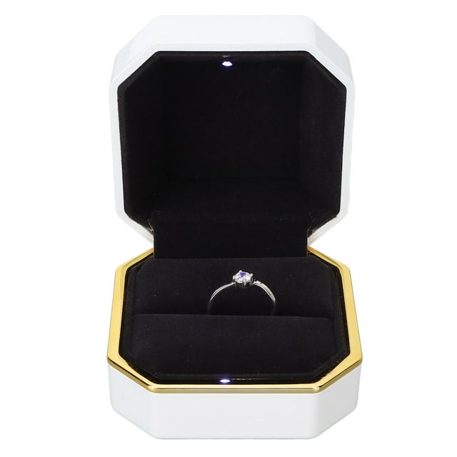 CAJA DE ANILLOS DE TERCIOPELO DE LUJO CON LUZ LED PARA PROPUESTA, Boda, Diseño Elegante, Material de Primera, Sorprendidos de Regalos, Luz LED Incorporada, perfecta para