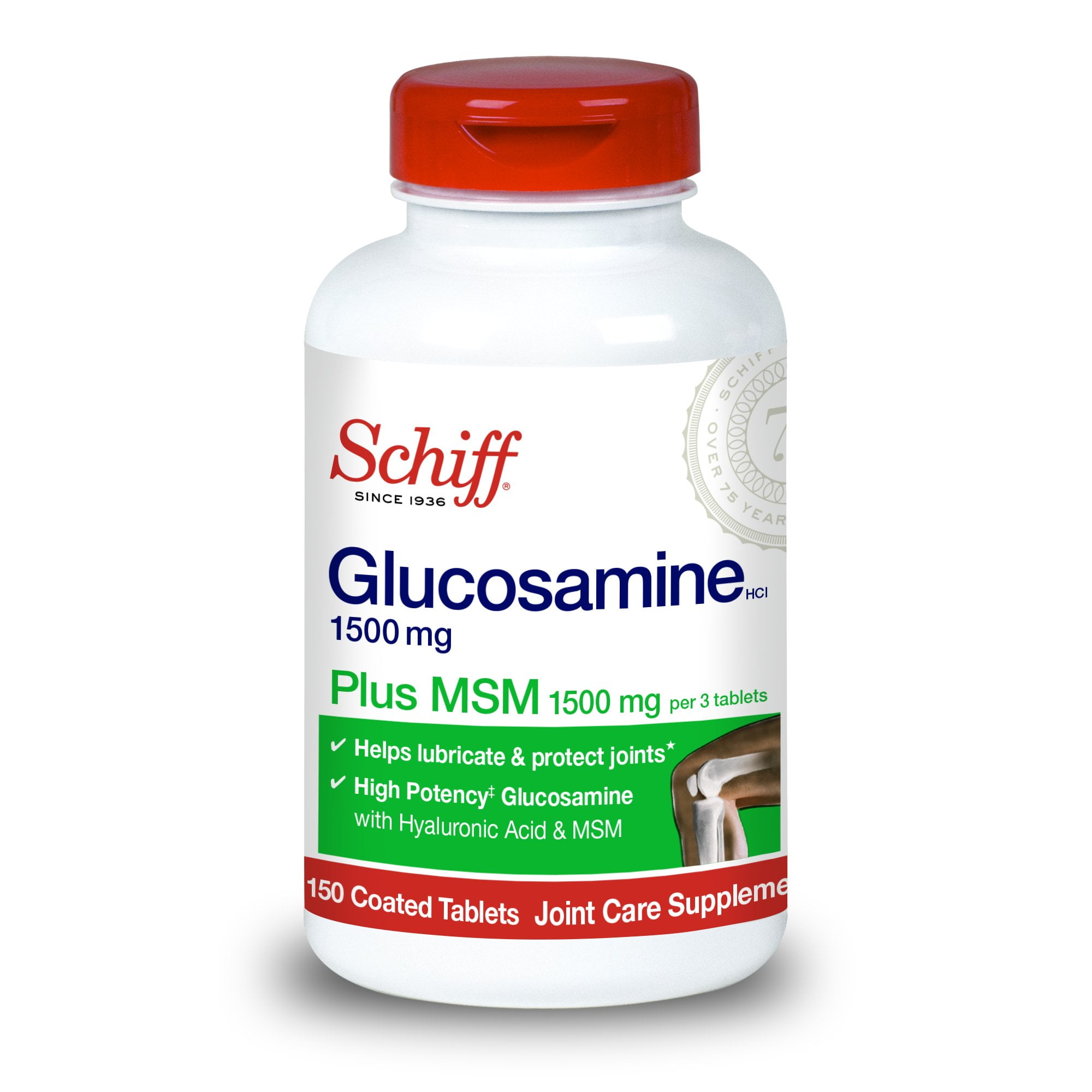 Schiff Glucosamine 1500Mg Plus Msm 1500Mg Coated Tablets - 150 Ea, 3 Pack