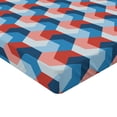 thumbnail image 2 of Ambesonne Fractal Fitted Sheet, Mosaic Geometric Art, Full Size, Blue Red, 2 of 3