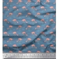 thumbnail image 1 of Soimoi Blue Modal Satin Fabric Flamingo Bird Printed Fabric 1 Yard 42 Inch Wide, 1 of 3