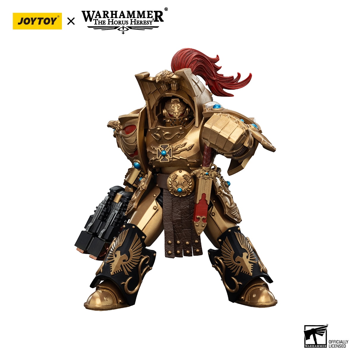 JOYTOY Warhammer 40K The Horus Heresy Legio Custodes Aquilon Terminator Squad Aquilon with twin-linked Adrathic Destructor Collection Model