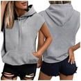 thumbnail image 4 of Dorinao Hoodies for Teen Girls Short Sleeve Preppy Puff Print Graphic Sweatshirt Casual Summer Pullover Tops, Grey Women Blending Shirts, 3XL, 4 of 7