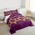 thumbnail image 4 of Feelyou Hippie Tribal Damask Bedding Comforter Set for Adult, Mandala Bohemian Twin Comforter Sets, Vintage Boho Purple Gold Reversible Bedding Set, Lightweight Room Decor, 2-Piece, 4 of 9
