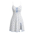 thumbnail image 5 of Wensltd Women Heart Print Nightgown Cami V Neck Nightdress Bow Side Slit Soft Comfy Indoor Sleep Dress, 5 of 5
