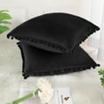 thumbnail image 4 of Unique Bargains 2-Pack Soft Velvet Pompoms Throw Pillow Covers 18" x 18" Black, 4 of 8
