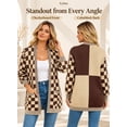 thumbnail image 4 of Eytino Cardigans for Women Color Block Plaid Oversized Sweaters Long Sleeve Open Front Knit Cardigan Fall Winter Outwear, 4 of 10