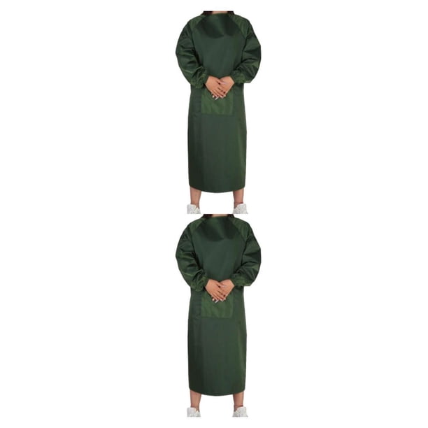 Delantal para hornear en casa Toystoory Tela impermeable Bolsillos ajustables anti-aceite Verde 2Conjunto