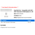 thumbnail image 2 of Head Bolt Set - Compatible with 2001 - 2007 Chevy C7500 Kodiak 8.1L V8 2002 2003 2004 2005 2006, 2 of 2