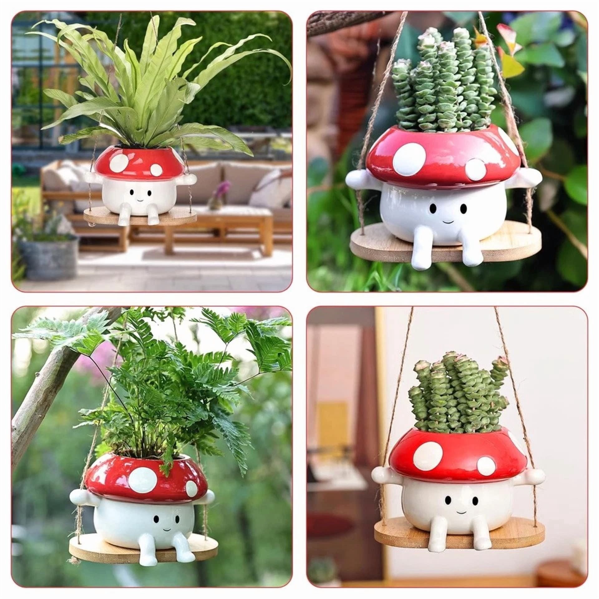 PURELY- Hanging Resin Mushroom Planter/Pot/Plants/Garden/Home Decor Small New