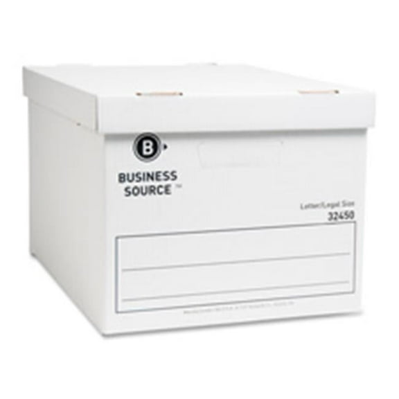 Business Source  Storage Boxes- Letter-Legal- 12in.x15in.x10in.- 12-CT- White