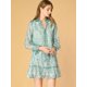 thumbnail image 3 of Vestido Recto Suelto Con Cuello Anudado Con Volantes Florales Allegra K Verde M, 3 of 6