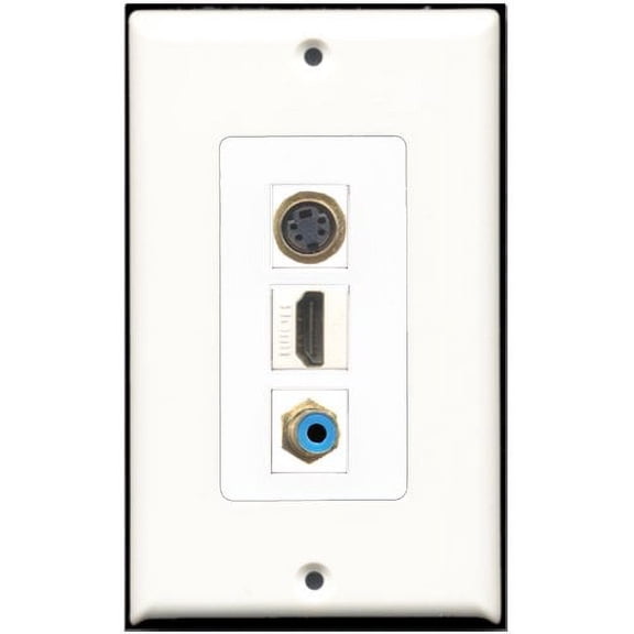 RiteAV - 1 Port HDMI 1 RCA Blue 1 S-Video Wall Plate Decorative