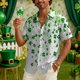 thumbnail image 4 of Ceisia Men's St. Patrick's Day Clover Print Short Sleeve Button-Down Shirt Collection | Mixed Green Clover Splatter Print Button-Up Shirt Gifts, 4 of 9
