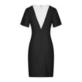 thumbnail image 5 of Up To 40% Off Fashion HTNBO Womens Formal Bodycon Midi Dress Short Sleeve Crew Neck Color Block Dress Dresses 2022 Summer Styles from $13, 5 of 8