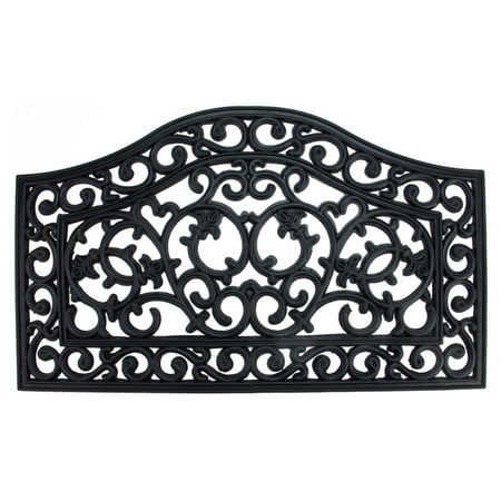 Northlight Decorative Black Scroll Outdoor Rubber Door Mat