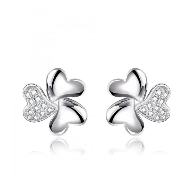 Ocean Heart; Aretes OH15-425; oro blanco con cristales corte diamante en color blanco. Ocean Heart Aretes OH15-425