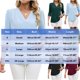 thumbnail image 4 of TaTaai Wrinkled 3/4 Sleeve Solid Blouse, Women's Splicing V Neck Top, Fashion Casual Garment, Suitable for Spring Summer Daily Casual Wear Gift, 4 of 9