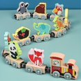 thumbnail image 1 of Wooden Magnetic Train Set - Fun and educational Building Blocks for Kids - includes animal and Fruit Pieces, 1 of 8