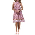 thumbnail image 2 of INSPIRE CHIC Floral Boho Dress for Women's Summer Beach Belted Halter Neck Sleeveless Sundress XS White Pink, 2 of 6