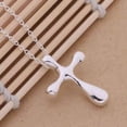 thumbnail image 2 of Abstract Puffy Cross Silver Pendant Necklace, 2 of 2