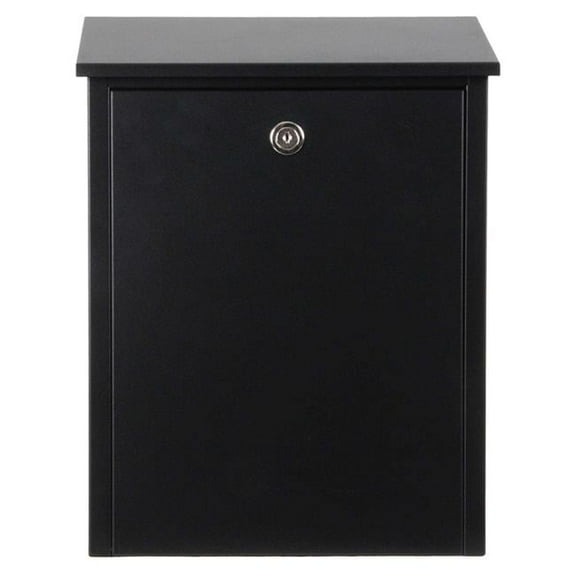 Allux 200 Galvanized Steel Wall Mounted Locking Mailbox, Black
