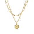 thumbnail image 1 of Collar de cadena chapado en oro para mujer Collar de capas con colgante de letra hexagonal Wmkox8yi sjalhkljlk5837, 1 of 1