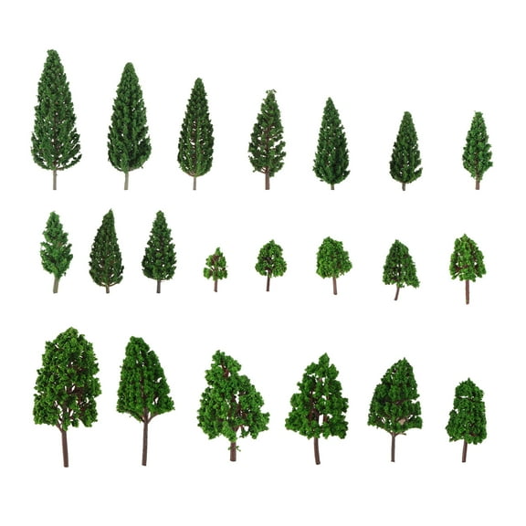 Vosarea 22Pcs Model Trees for Diorama Mini Tree Set Green Plastic Landscape Modeling House Decor