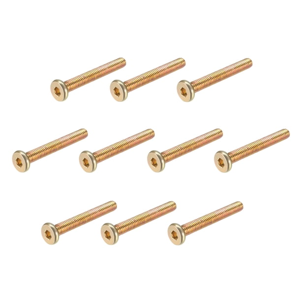 Tornillos de muebles M6x45mm con socket hexagonal, fijaciones galvanizadas, tornillos de rosca completa de acero al carbono, 20 Pcs