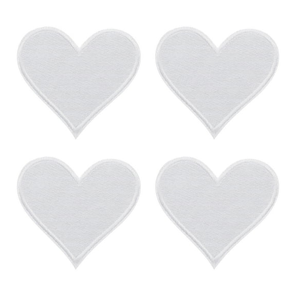 Uxcell 4Pack Iron on Heart Patches Sew on Heart Embroidered Patches, 70mm White